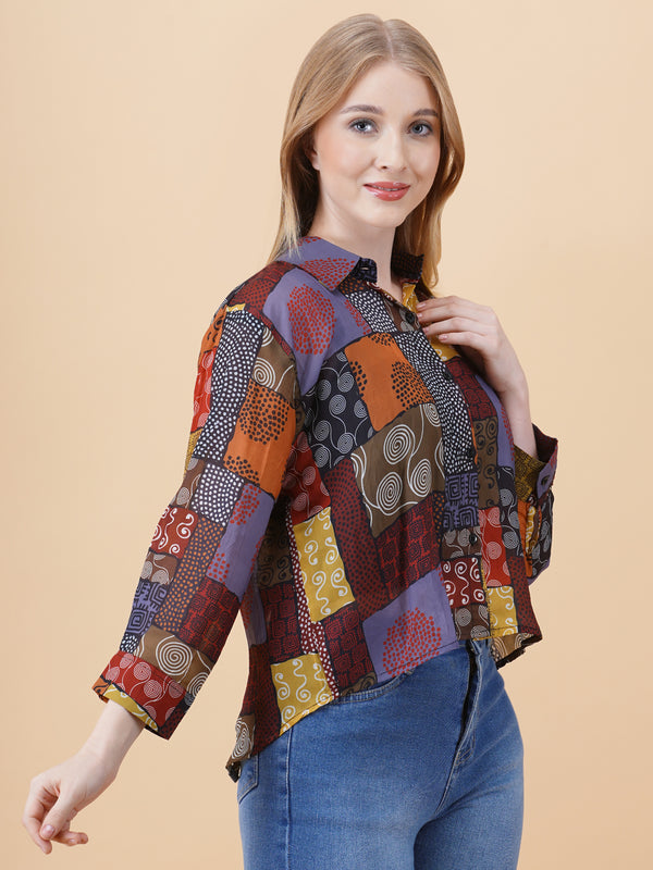 Back Slit Crop Spegiti Shirt