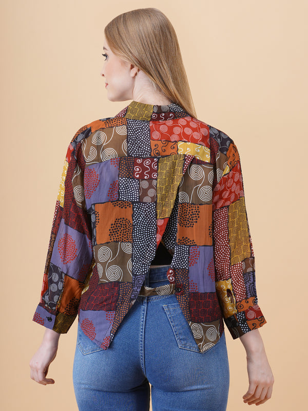 Back Slit Crop Spegiti Shirt