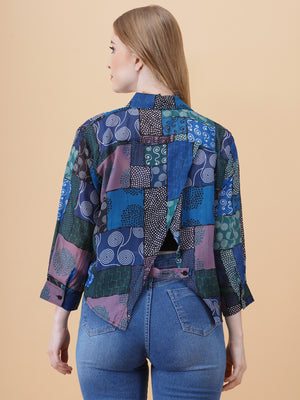 Back Slit Crop Spegiti Shirt