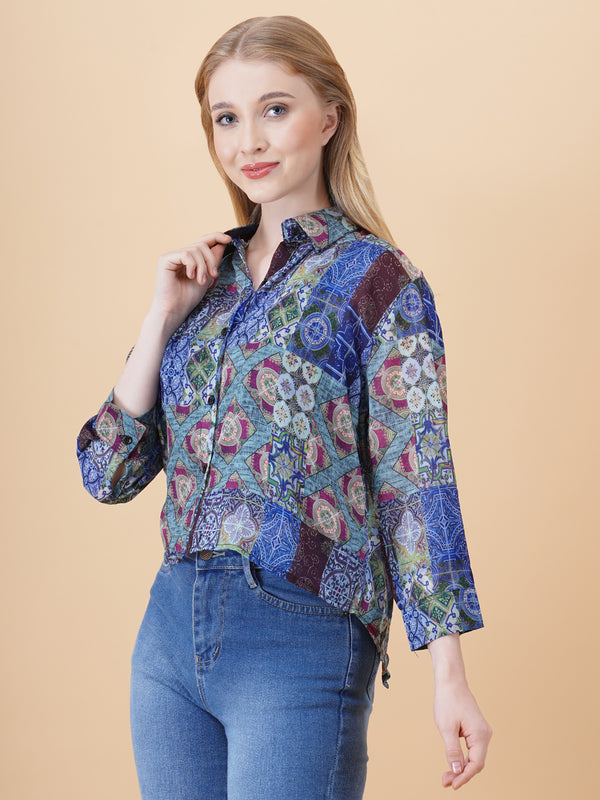 Back Slit Crop Spegiti Shirt