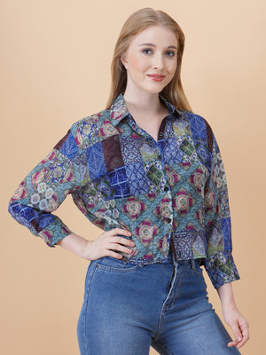 Back Slit Crop Spegiti Shirt