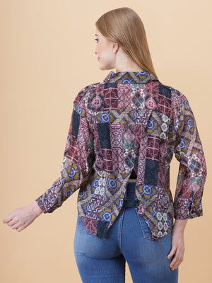 Back Slit Crop Spegiti Shirt