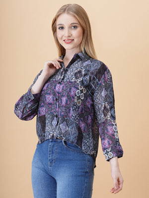 Back Slit Crop Spegiti Shirt