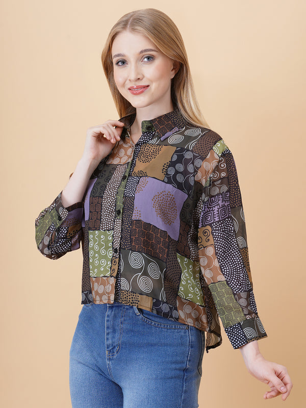 Back Slit Crop Spegiti Shirt