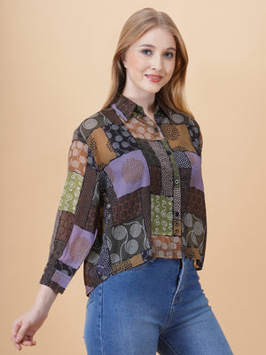 Back Slit Crop Spegiti Shirt