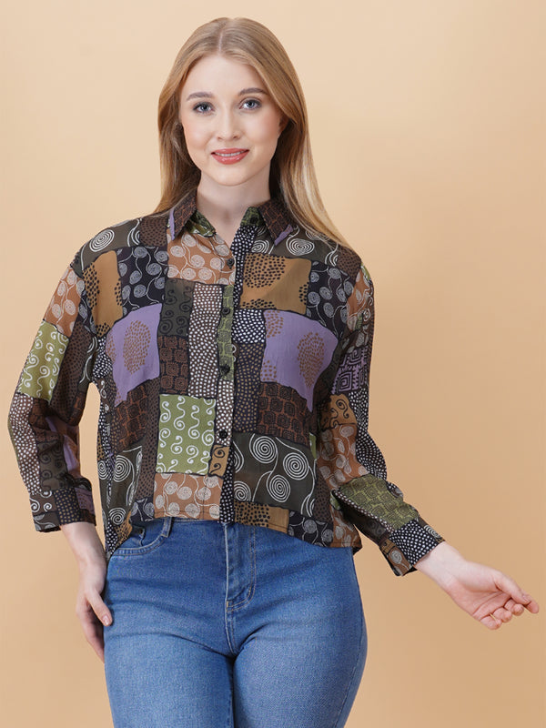 Back Slit Crop Spegiti Shirt