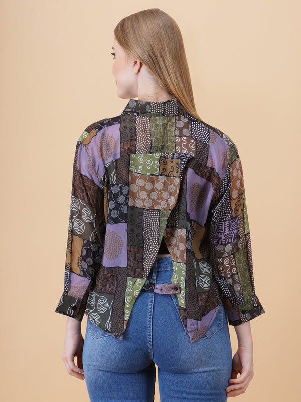 Back Slit Crop Spegiti Shirt