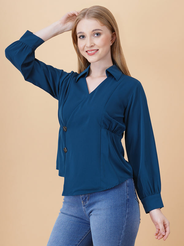 Overlap Pullover Blouse