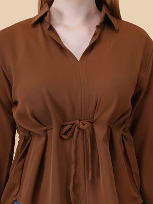 V Neck Peplum Top With Belt