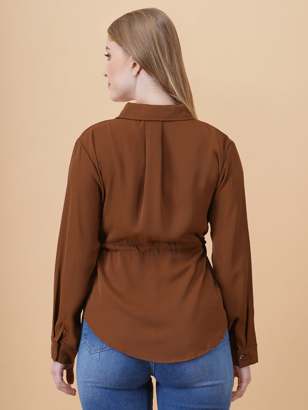 V Neck Peplum Top With Belt