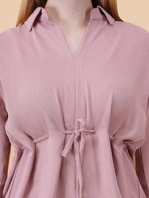 V Neck Peplum Top With Belt