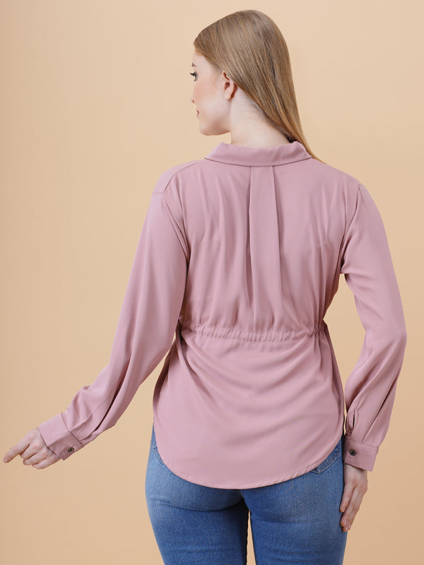 V Neck Peplum Top With Belt