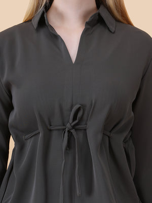 V Neck Peplum Top With Belt