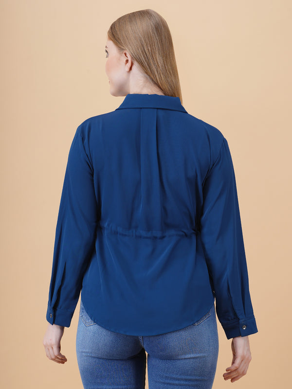 V Neck Peplum Top With Belt