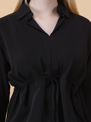 V Neck Peplum Top With Belt