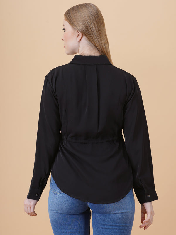 V Neck Peplum Top With Belt