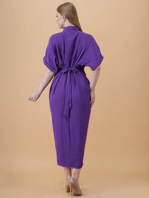 Gathered High Low Shirt Dress