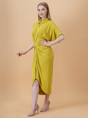 Gathered High Low Shirt Dress