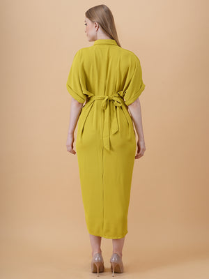 Gathered High Low Shirt Dress