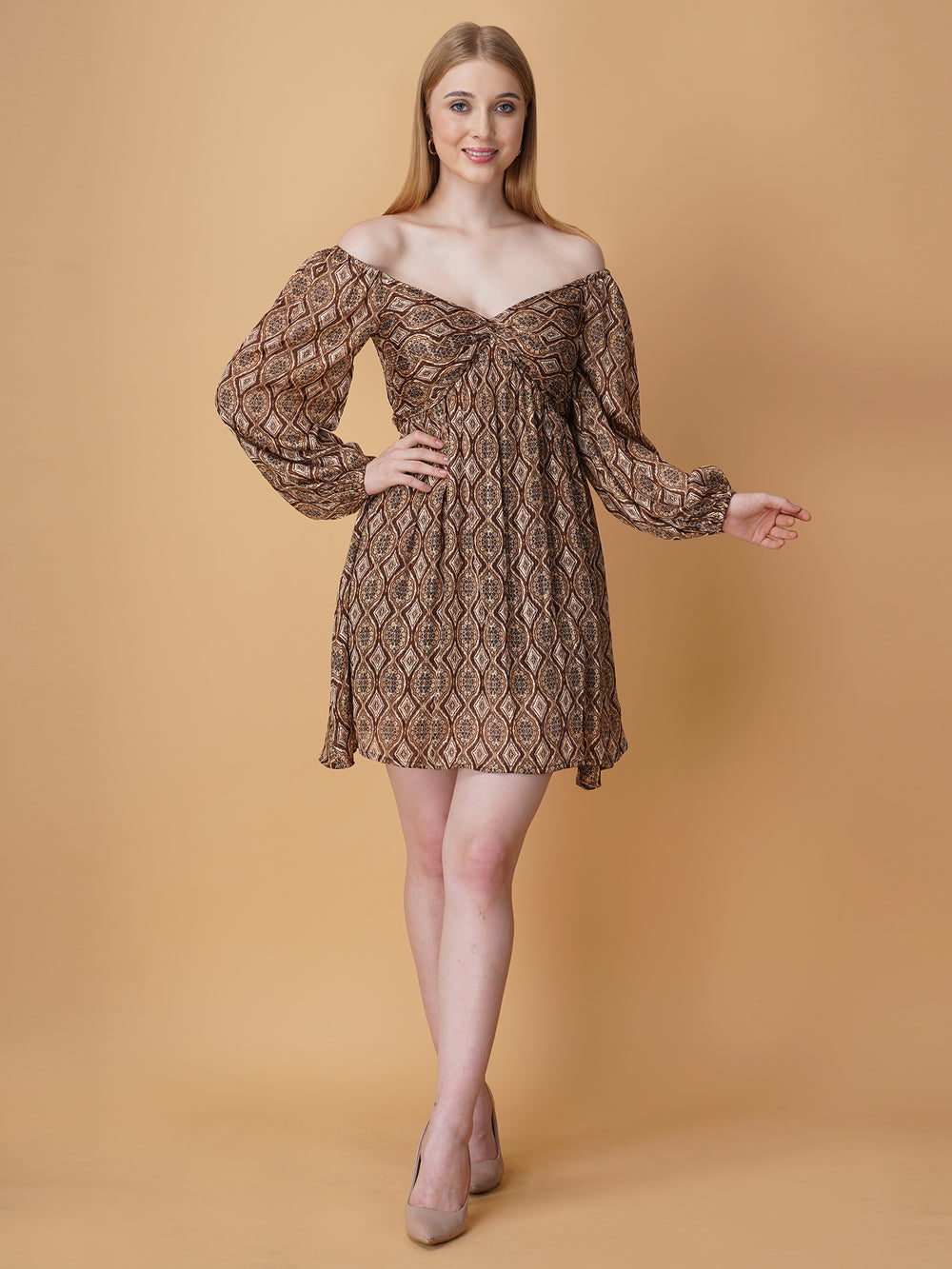Off Shoulder A Line Mini Dress