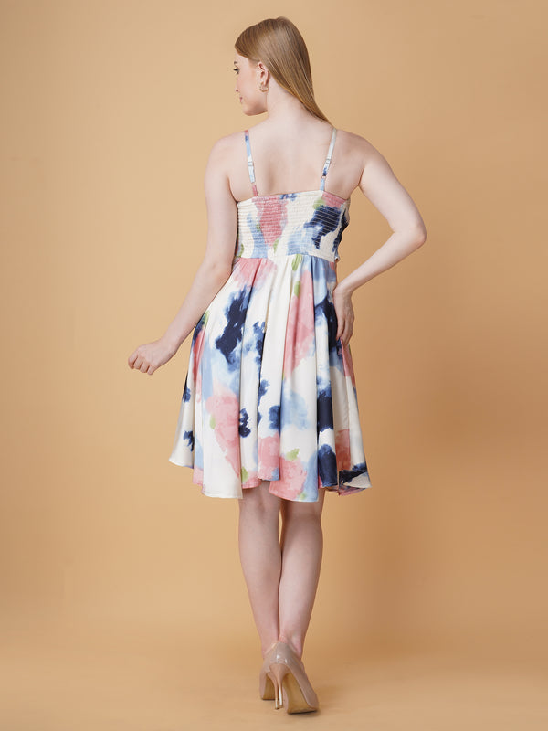 Tie & Dye Cowl Neck Strap Dress