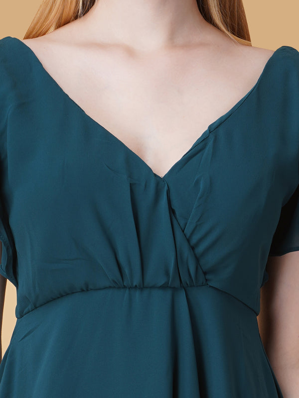 V Neck Ruffle Maxi Dress