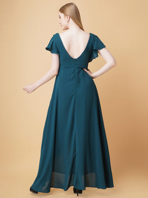 V Neck Ruffle Maxi Dress
