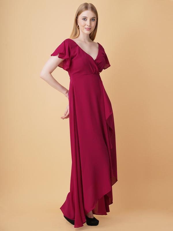 V Neck Ruffle Maxi Dress