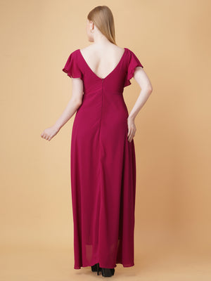 V Neck Ruffle Maxi Dress