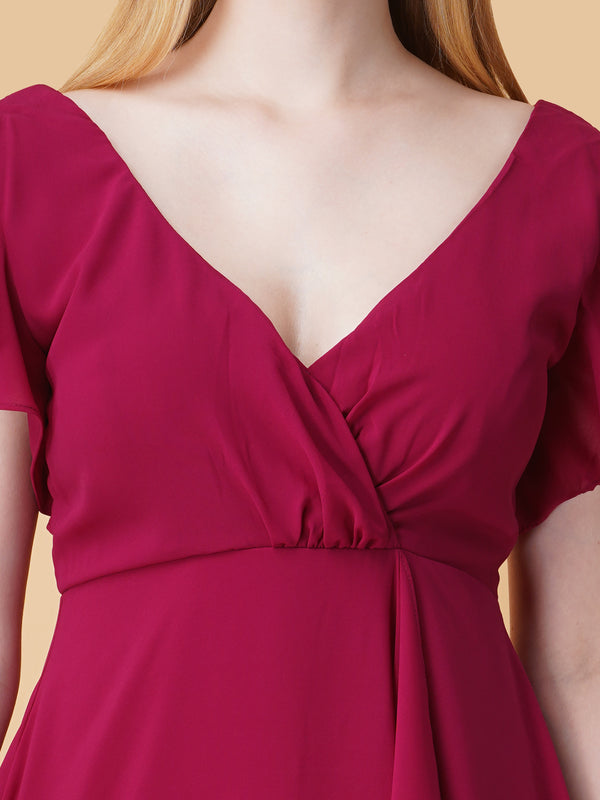 V Neck Ruffle Maxi Dress