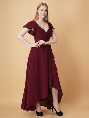 V Neck Ruffle Maxi Dress