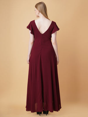 V Neck Ruffle Maxi Dress