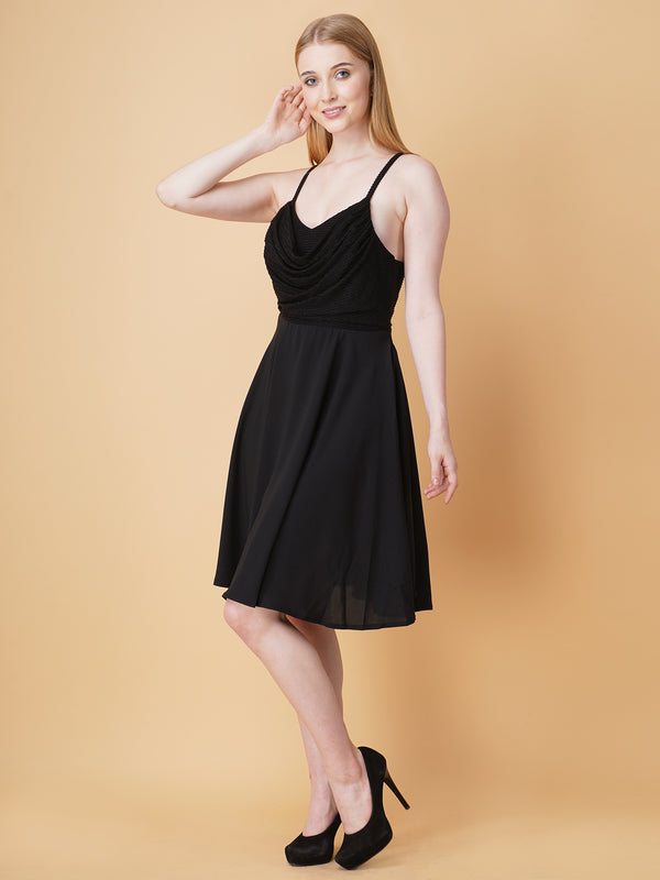 Embellished Cowl Neck Strap Dress