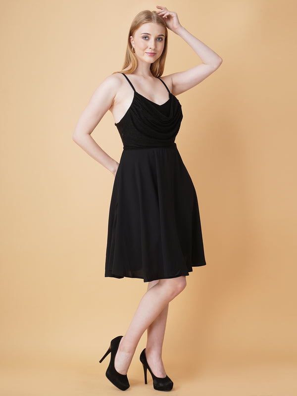 Embellished Cowl Neck Strap Dress
