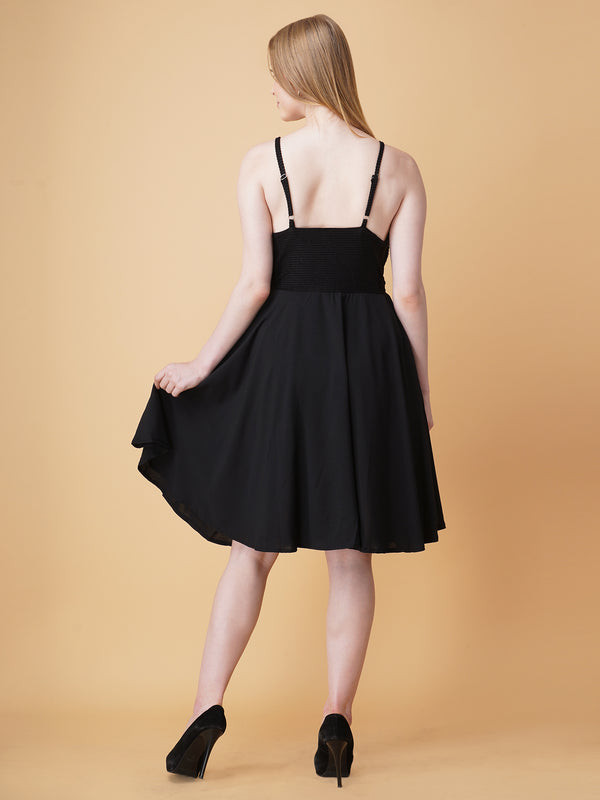Embellished Cowl Neck Strap Dress