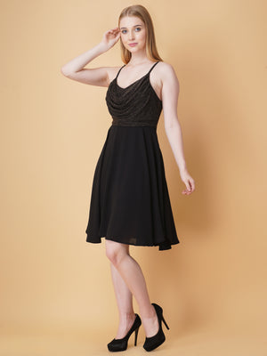 Embellished Cowl Neck Strap Dress