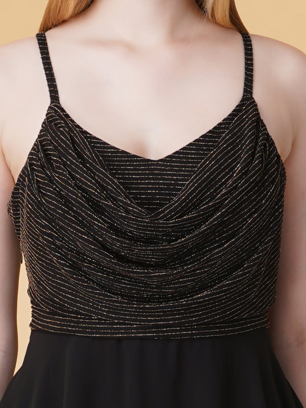 Embellished Cowl Neck Strap Dress