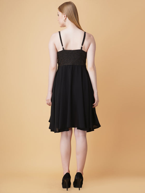 Embellished Cowl Neck Strap Dress