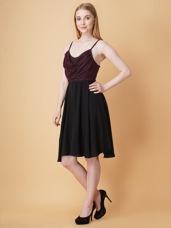 Embellished Cowl Neck Strap Dress