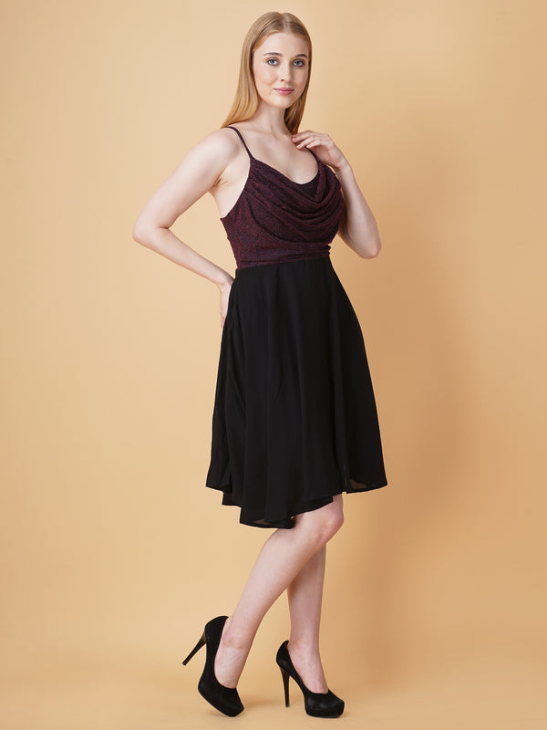Embellished Cowl Neck Strap Dress