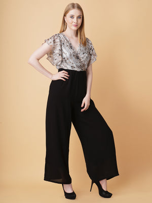 Snake Print Overlap Jumpsuit