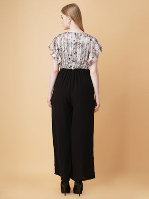 Snake Print Overlap Jumpsuit