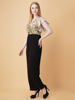 Snake Print Overlap Jumpsuit