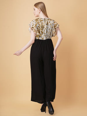 Snake Print Overlap Jumpsuit