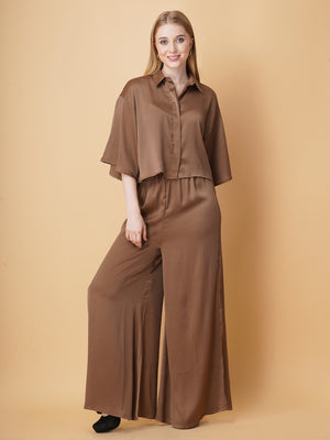 Drop Shoulder Crop Shirt Co-Ord Set