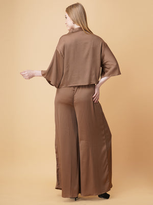 Drop Shoulder Crop Shirt Co-Ord Set