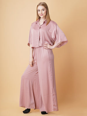 Drop Shoulder Crop Shirt Co-Ord Set