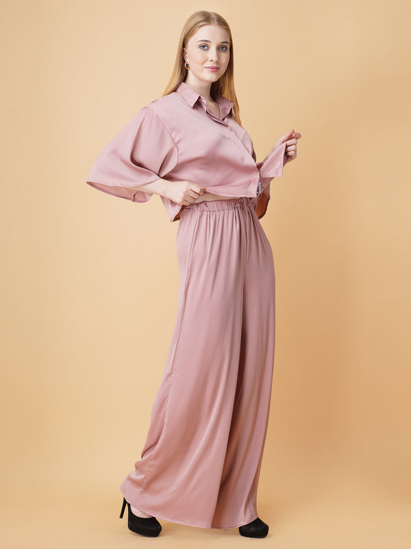 Drop Shoulder Crop Shirt Co-Ord Set