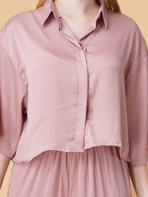 Drop Shoulder Crop Shirt Co-Ord Set