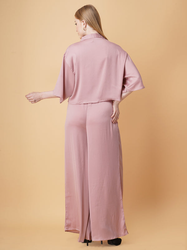 Drop Shoulder Crop Shirt Co-Ord Set